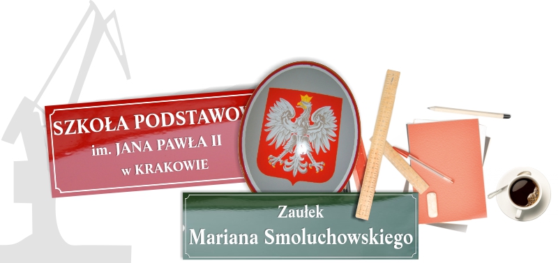 Szyldy emaliowane urzędowe szkolne adresowe wypukłe Gdańsk