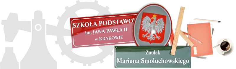 Szyldy emaliowane urzędowe szkolne adresowe wypukłe Katowice