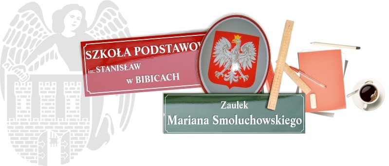 Szyldy emaliowane urzędowe szkolne adresowe wypukłe Toruń