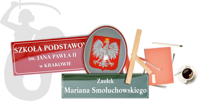 Szyldy emaliowane urzędowe szkolne adresowe wypukłe Warszawa